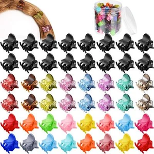 100 Pieces Mini Hair Claw Clip Plastic Small Colorful Hair Clamps Clips Tiny ... - Picture 1 of 7
