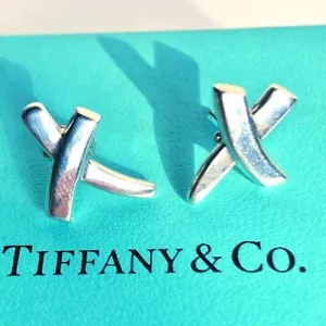 SOLD Tiffany & Co. Sterling Silver 925 Paloma Picasso Medium Kiss X Earrings - Picture 1 of 21