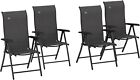 Set of 4 Garden Chairs Grey Rattan Fabric Foldable Reclining Patio Sun Loungers