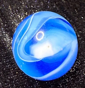 BEAUTIFUL!! MF CHRISTENSEN SLAG .69" COBALT & WHITE MARBLE!! GORGEOUS!! - Picture 1 of 7