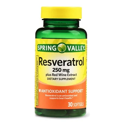Spring Valley Resveratrol Plus Red Wine Extract Softgels 250 mg, 30 count..+ - Image 1 of 4