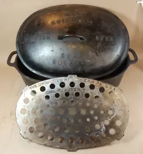 Griswold No. 7 Oval Roaster Dutch Oven Cast Iron 647 & 648A Lid with 276 Trivet - Picture 1 of 18