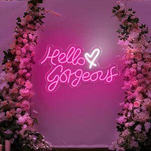 Hello Gorgeous Custom Neon Sign Night Light Home Girls Room Decor 16.54"*10.04" - Imagen 1 de 7