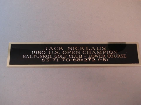 Jack Nicklaus Nameplate For A 1980 U.S. Open Golf Flag Display Case 1.25 X 6 Cover