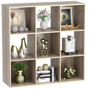 9 Cube Storage Organizer Wooden Open Bookshelf w/Removable Back Panels Natural - Picture 1 of 14