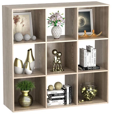 9 Cube Storage Organizer Wooden Open Bookshelf w/Removable Back Panels Natural - Image 1 of 4