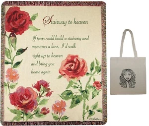 Stairway To Heaven Roses Inspirational Throw Blanket and Angel Tote 50"x60" NWT - Picture 1 of 3