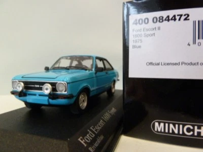 Ford Escort 1600 Sport Mkii 1975 Riviera Blue Minichamps 400084472 1/43 Blu - Immagine 1 di 4