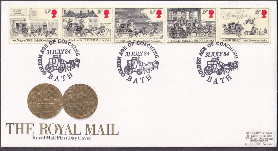 1984 ROYAL MAIL, RM COVER - BATH AGE OF COACHING H/S - Image 1 of 1