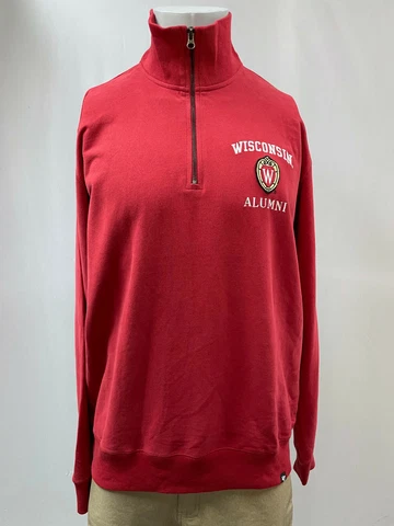 Wisconsin Badgers Men's 1/4 Zip Pullover Sweatshirt Size XL, '47 Striker Red Cover