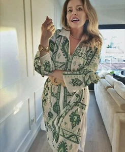 ZARA NEW WHITE & GREEN LONG EMBROIDERED SHIRT Dress XS,S,M,L,XL - Picture 1 of 12
