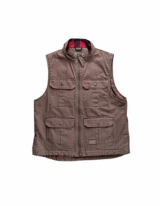 C.E. Schmidt Workwear Weste, Utility Duck Canvas rot kariert Flanell gefüttert Große L - Bild 1 von 12