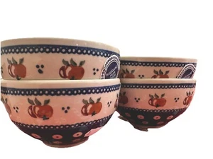 Juego de 4 cuencos de cerámica polaca tradicional Polonia diseño manzana sopa de cereales - Imagen 1 de 7