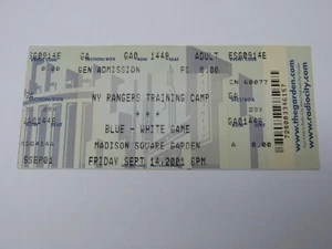 Boleto de hockey del 14 de septiembre de 2001 New York Rangers azul blanco 9/11 MSG - Imagen 1 de 2