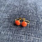 antique rolled gold natural coral earrings screw backs