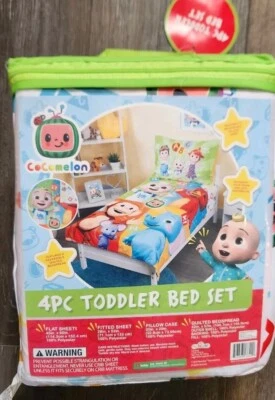 Cocomelon 4-Piece Toddler Bedding Set Sheets Bedspread Pillowcase New Foto 1 de 4
