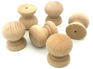 BEECH KNOBS 35mm solid wood untreated bun feet wooden cabinet cupboard knob (5)