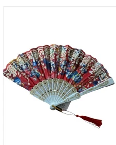 Women Hand Held Silk Folding , Vintage Style Fan - Picture 1 of 1