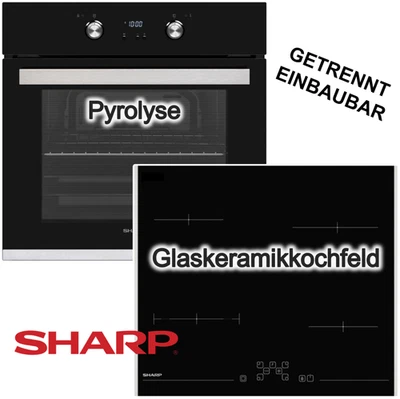 Sharp Backofen SET Pyrolyse 72 l Glaskeramikkochfeld 4fach verglast 60cm