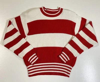 Vintage Liz Wear Striped Sweater Sz S Nautical Preppy Old Money Red White 90s - Image 1 of 4