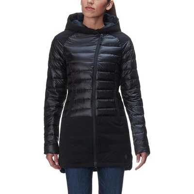Mountain Hardwear Women size S Funnel neck Down Hooded Parka black longline slim - Image 1 of 4