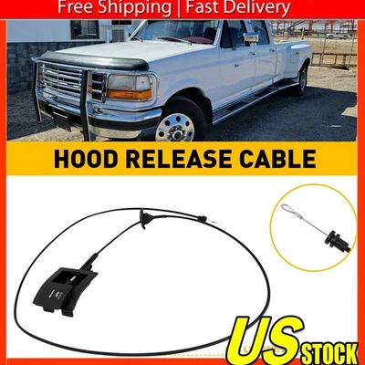 Cable de tracción de manija de liberación de pestillo de capó para Ford F150 Bronco F250 F350 Q 1992-1997 Foto 1 de 4
