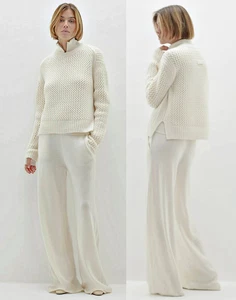 NAKEDCASHMERE CLARA CREWNECK HONEYCOMB KNIT THICK 100%CASHMERE SWEATER sz S $395 - Picture 1 of 23