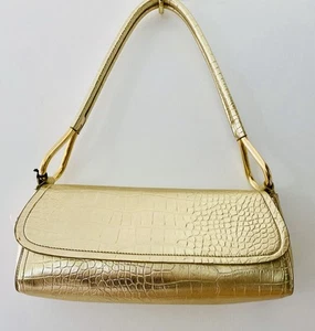 Bueno Damen Umhängetasche Tasche Handtasche Kunstleder Gold Metallic Barrel Neu mit Etikett - Bild 1 von 7