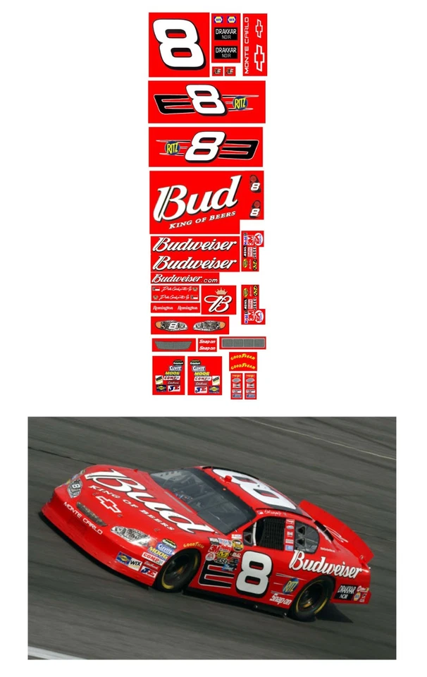 #8 Dale Jr 2004-05 蒙特卡罗贴花 1/32 比例 AFX Tyco Auto World — 第 1/1 张图片