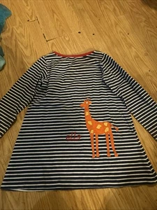 Kelly’s Kids Monogrammed Ella Blue And White Striped Giraffe Dress Size 6/7 (5/6 - Picture 1 of 11