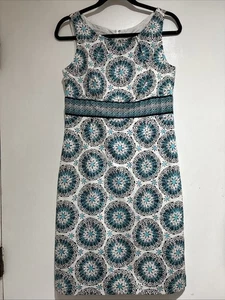 Maggy London Summer Dress Turquoise Cotton Spandex Polyester Lined Women’s 10 - Picture 1 of 5