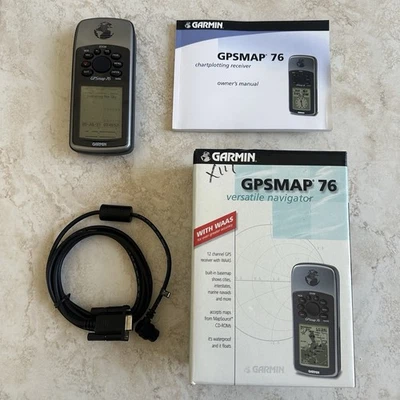 GARMIN GPS 76 Handheld GPS Map Navigator With Box Instructions And Cable Bundle - Image 1 of 4