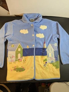 VTG Cardigan Sweater Button Up Martha Vineyards Beach House Women's Size Med - Picture 1 of 20