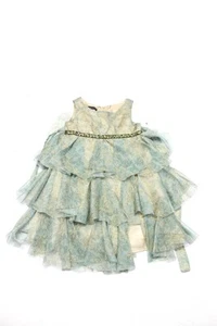 Biscotti Girls Green Floral Sequins Crew Neck Sleeveless Gown Dress Size 5 - Picture 1 of 5
