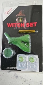 Juego de Lentes de Contacto Nariz de Bruja Color Facial y Diente Negro Verde - Imagen 1 de 4