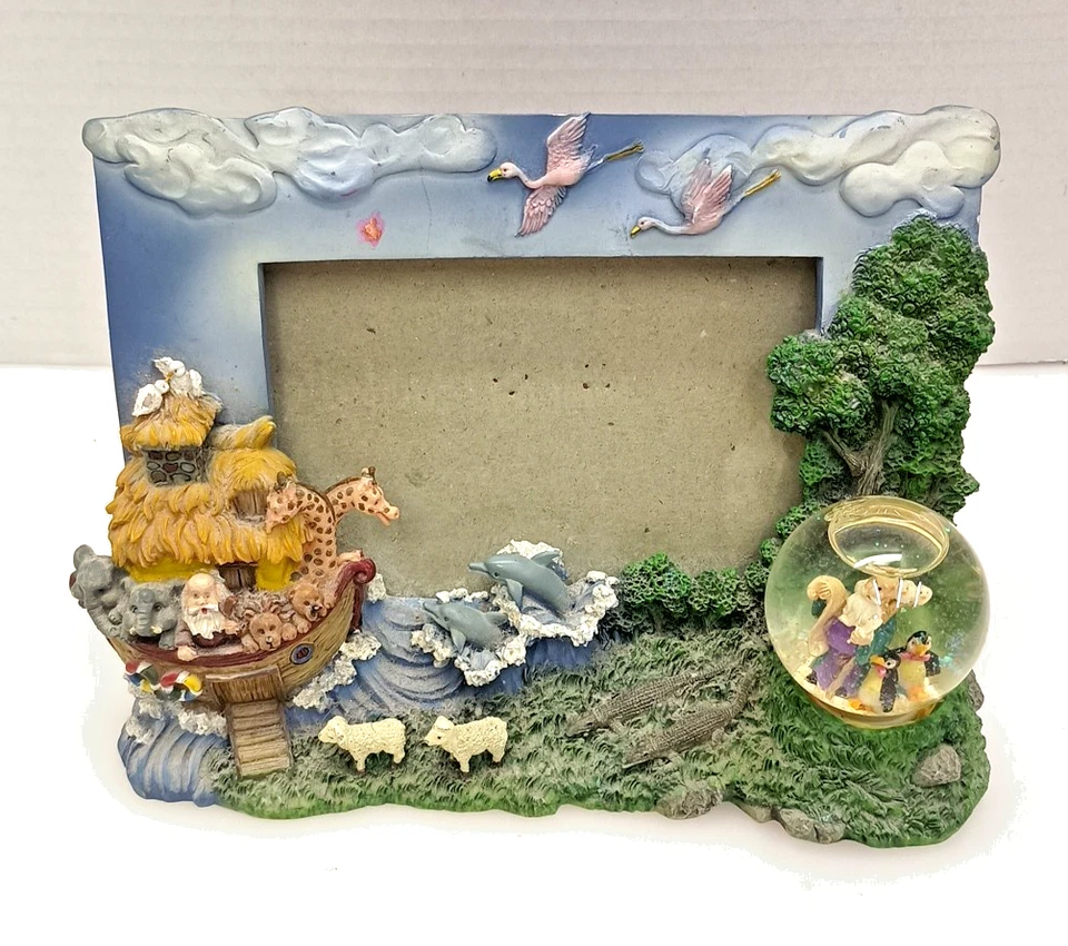 Noah’s Ark Beach Photo Frame w/ Animals Resin 5x7 Multicolor Nautical Decor - Image 1 of 4
