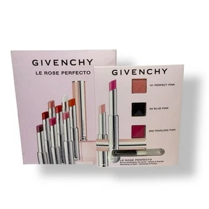 Givenchy Le Rose Perfecto Beautifying Lip Balm 3 Shade Sample Card Pinks - Picture 1 of 3
