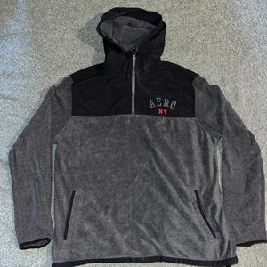 Aeropostale 1/4 Zip Black Embroidered Fleece Pullover Hoodie Xl 2011 Collar Loop - Picture 1 of 6