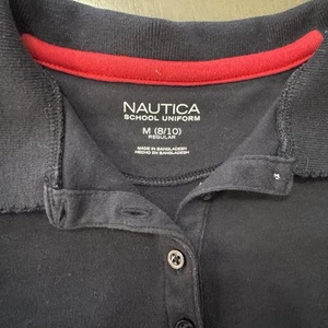 Nautica Girls Navy Blue  School Uniform Short Sleeve Shirt Size 8/10 Lot Of 2 - Picture 1 of 7