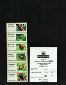 LADYBIRDS  STAMPEX AUTUMN 2016  A014 Collector Strip POST GO + Receipt FV £18.45 - Picture 1 of 1
