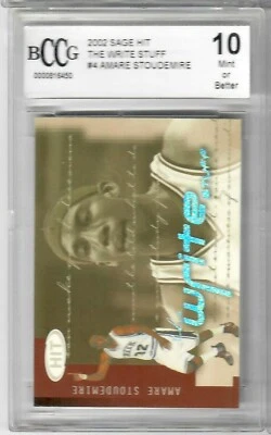 Sage Hit Amare Stoudemire The Write Stuff 2002 novato radiocontrol inserto #4 BCCG 10 Foto 1 de 2