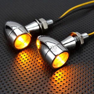 2X M8/8mm Mini Motorcycle LED Turn Signal Blinker Amber Light For Harley - Bild 1 von 11
