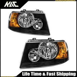 2PCS Headlight Assemblies Front For 2003-2006 Ford Expedition 4.6L/5.4L V6 Black - Picture 1 of 12