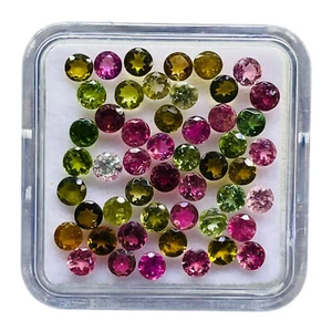 50 Pcs Natural Tourmaline 3mm Round Cut Multi Color Loose Gemstones 6.10 Cts - Picture 1 of 8
