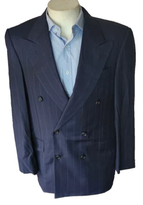 Blazer Hickey Freeman Loro Piana Super 120's 40R Doble Pecho 6 Botones Rayas Foto 1 de 4