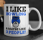 Ich mag Bowling & vielleicht mag 3 Personen! Lustige 10 Pin Bowlingbecher 11oz 330ml