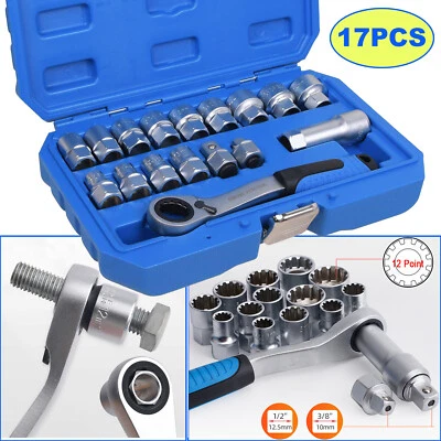 17X PASS THROUGH GO THROUGH RATCHET SOCKET Metric 10-24MM HOLLOW WRENCH 3/8 1/2" - Image 1 of 4