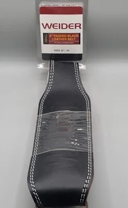 Weider Weight Lifting Leather Exercise Belt, Padded, Small 22-28" Black. 4 Inch  - Picture 1 of 10