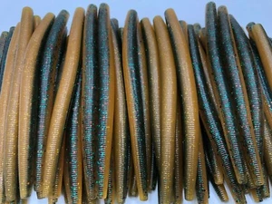 Senko Style Ribbed Stick Bait Soft Plastic Worm Bass Fishing Lure 15ct 5" - Picture 1 of 67