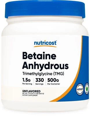 Nutricost Betaine Anhydrous Trimethylglycine (TMG) Powder 500 Grams - Image 1 of 4